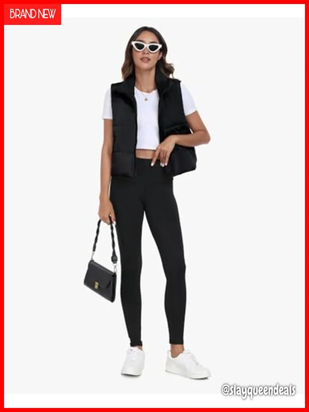 Cropped Puffer Vest Sleeveless Lightweight Insulated Zip Up with Pockets